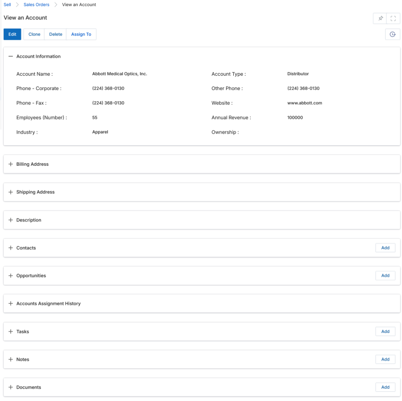 Opportunity lookup for Sales Order showing Opportunity Name, Account Name, Sales Stage, Amount, Expected Close Date, and Quarter
