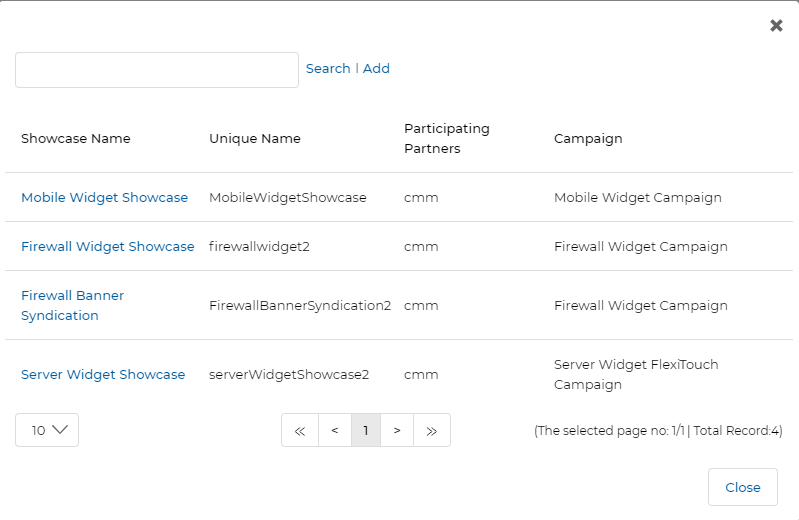 Syndication Section — table listing Home, Products, Documents, and Contact pages with Type and Sort Order columns
