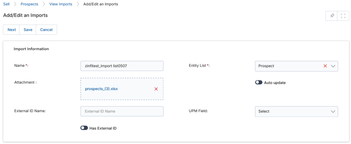 Import Details page — configuration and field mapping summary