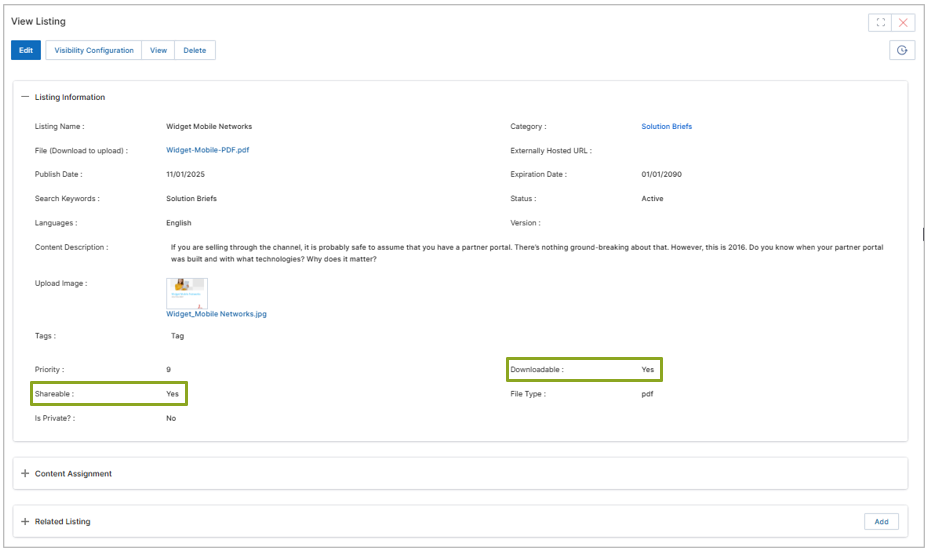 Assign to section showing Content Assignment History and group checkboxes