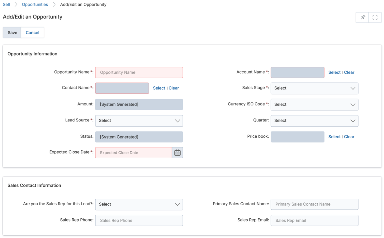 Opportunity Account picker — View Accounts popup