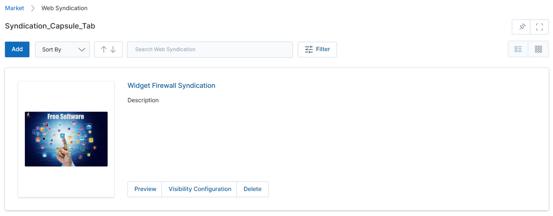 Syndication Section — Contact page highlighted (Page Type: content, Sort Order: 4)