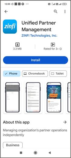 Play Store UPM product info screen with Install button