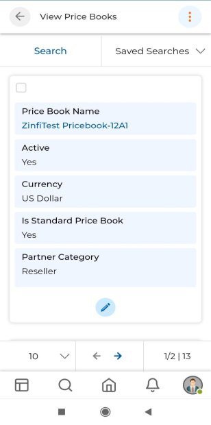 View Price Book detail showing Price Book Name, Description, Is Standard Price Book, Currency, Active, Affiliate Commission Rate, Commission Rate Unit, Assign Commission Rate By