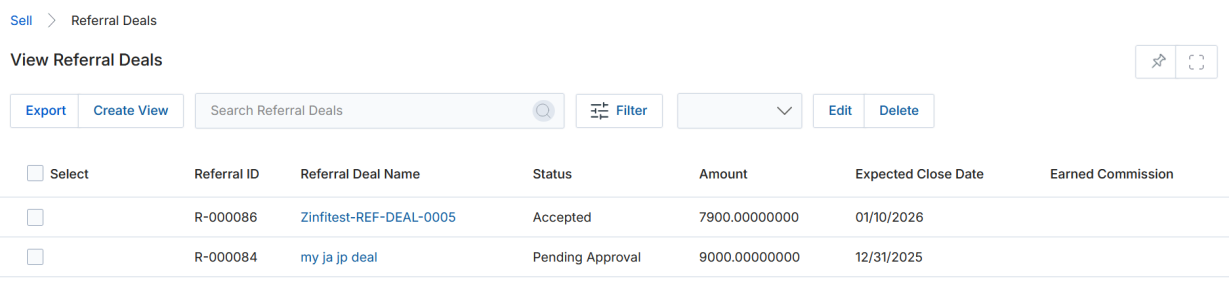 Referral Information section — Referral Deal Name, Referral ID, Account Name, Contact Name, Sales Stage, Amount, Type, Lead Source, Fiscal Quarter, Status, Expected Close Date, Price Book fields