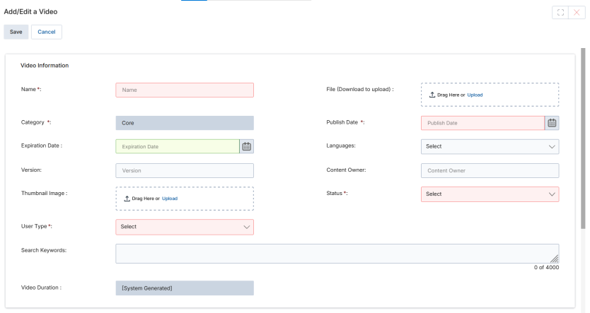 Category edit page — Sub-Categories and Videos related lists
