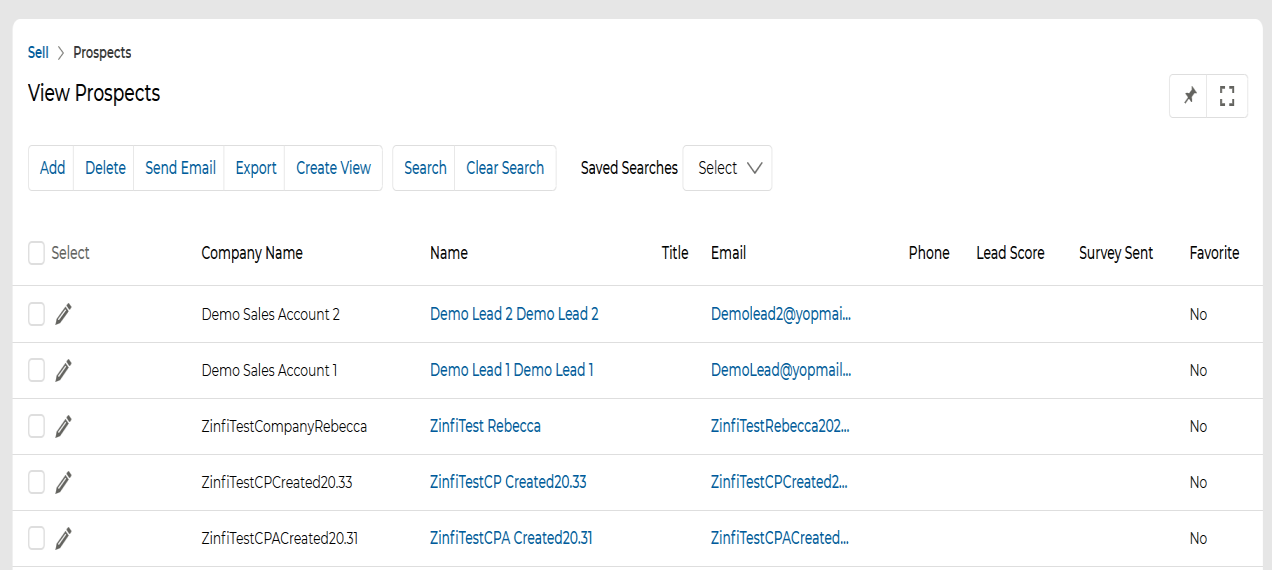 Add/Edit a Prospect form — Prospect Information and Company Information sections