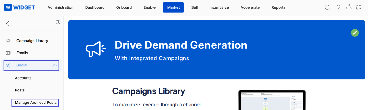Manage Archived Posts list with Search button visible in the top right and two archived post entries