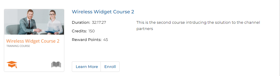Course card with Learn More and Enroll buttons