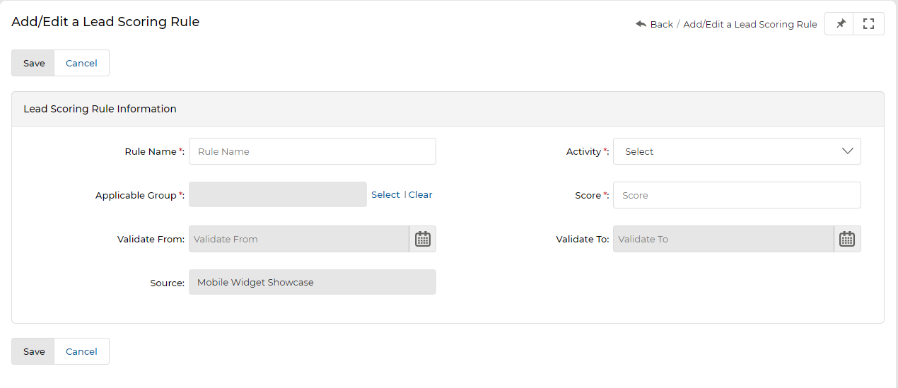 View Showcases — Add button highlighted in the toolbar