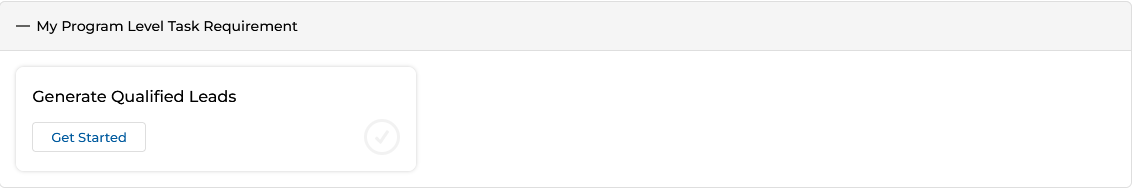 My Program Level Task Requirement — Generate Qualified Leads with Get Started button (pending)