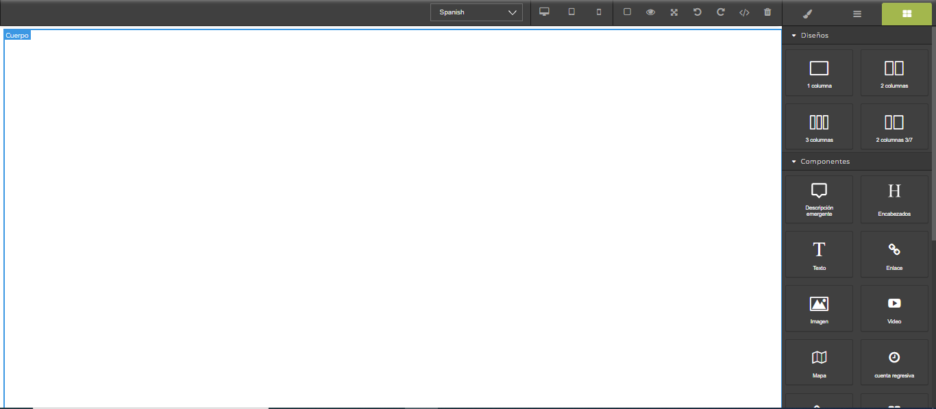 CMS Editor — a column element selected, showing Classes panel and style properties on the right