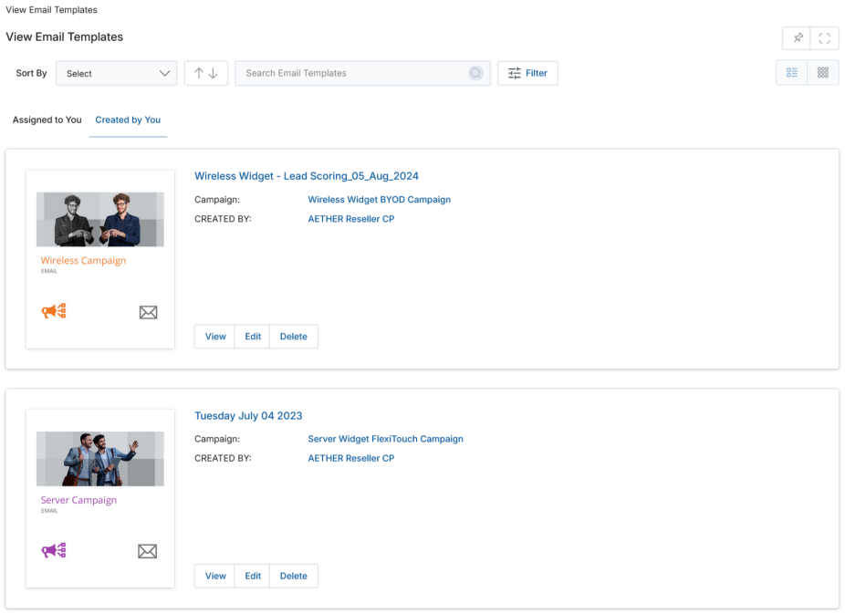UPM Market navigation with Email expanded and Co-Brand Emails highlighted, showing Drive Demand Generation landing banner