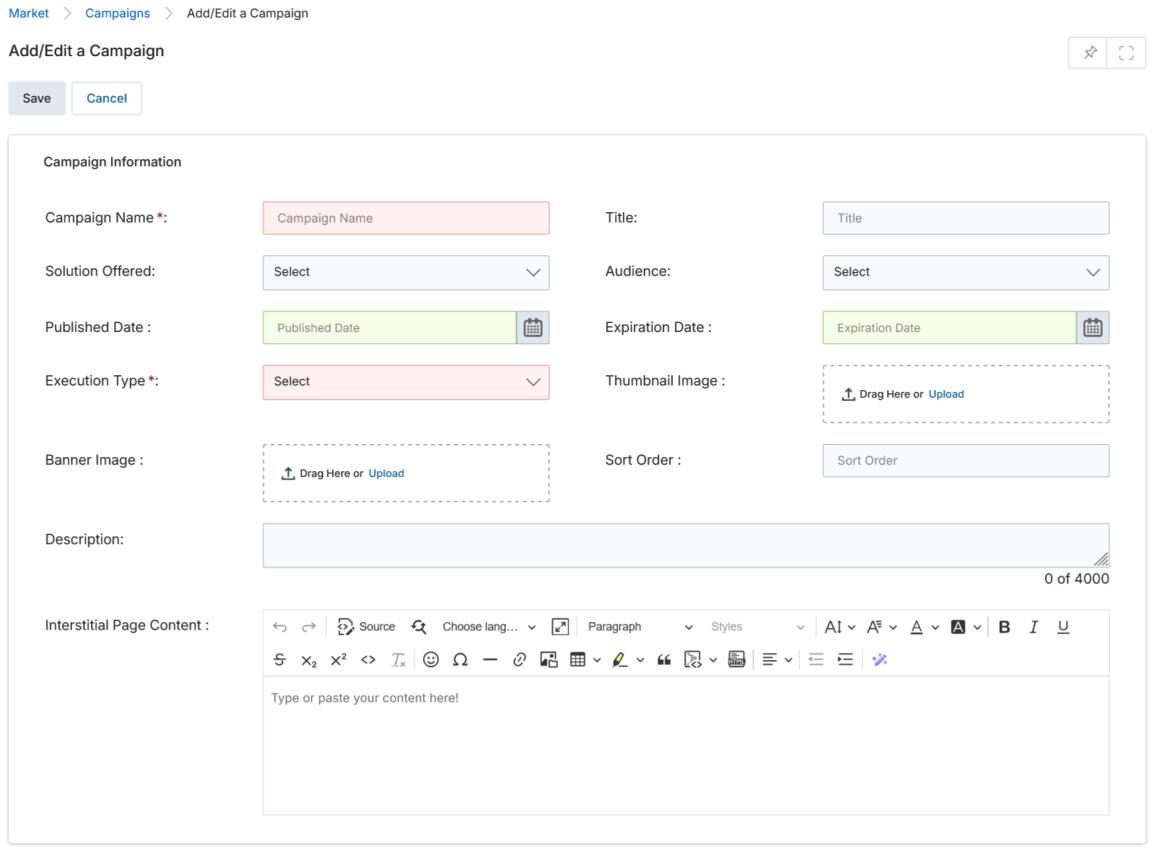 Add/Edit a Campaign page with Execution Type dropdown showing Multi Touch selected