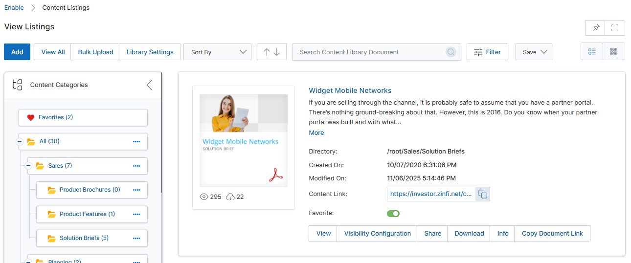 Partner Layout dropdown showing Default View and Folder View options