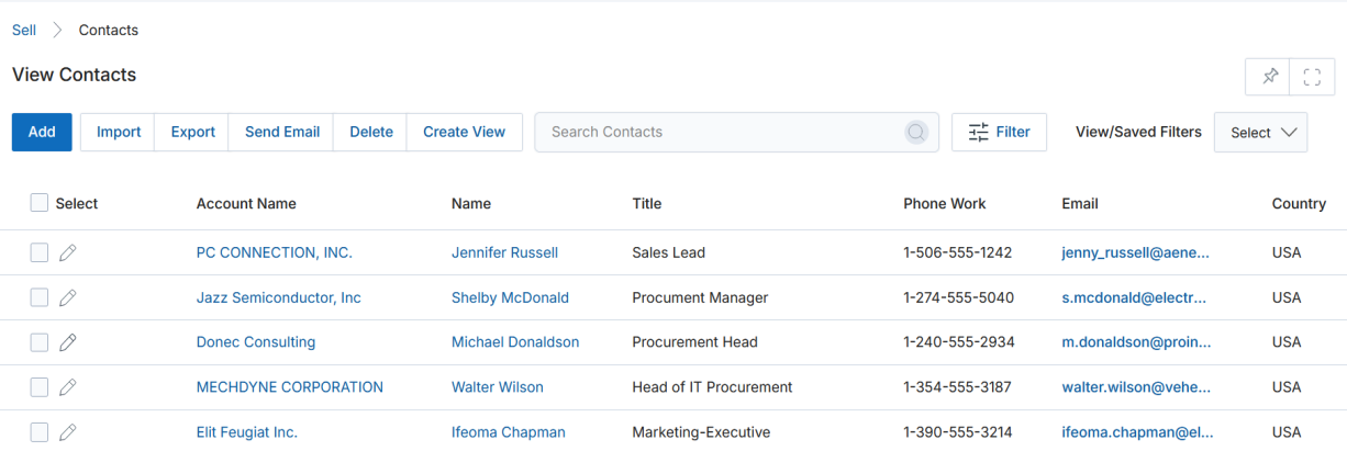 View Company detail — Company Information, Company Address, and linked Prospects