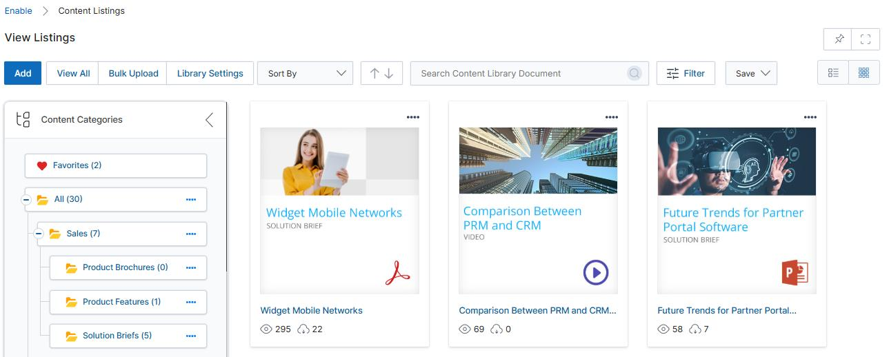 Content Library with Enable Full Category Name toggle and full category names visible