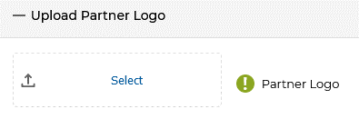 Upload Partner Logo section showing Select button and Partner Logo placeholder