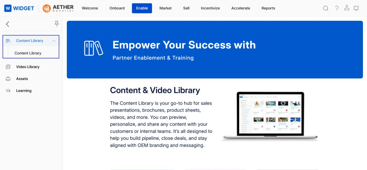 UPM portal showing Enable zone selected and Content Library highlighted in left menu