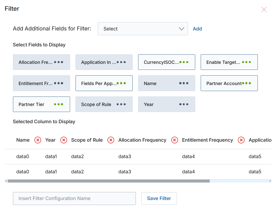 View Commission Rules listing page showing Name, Year, Scope of Rule, Allocation Frequency columns