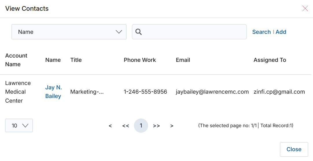 Sales Stage dropdown — 10 stages from Prospecting to Closed Won