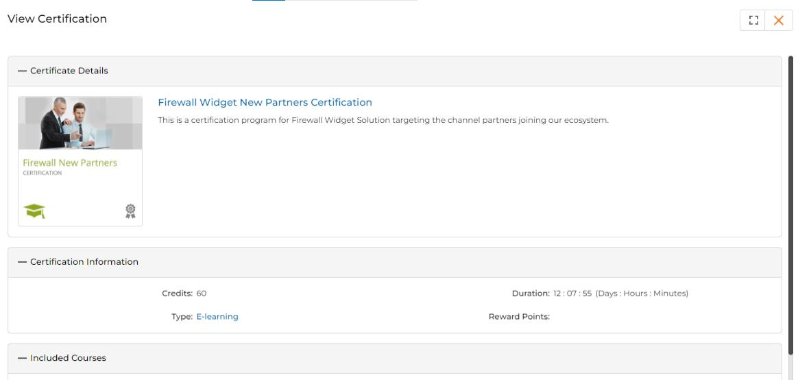 View Certification panel showing Certificate Details and Certification Information sections