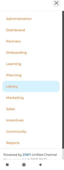 Library selected from Top Zone module menu