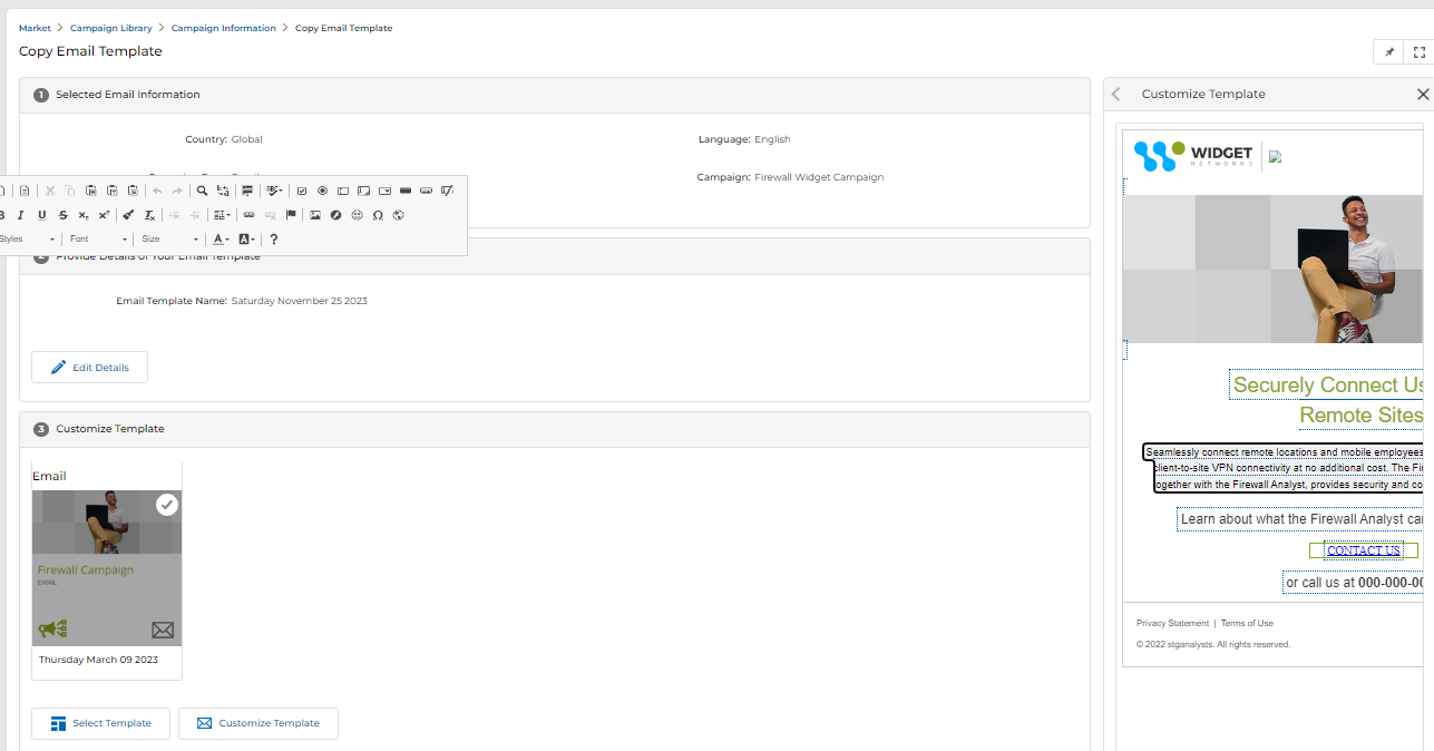 View Mailing Lists page showing Add, Delete, Create View buttons and Filter, with list rows: Server Widget Multi-Touch (Prospects, 44), Event Promotional – WGN (Prospects, 10), M.Smith Contacts List (Contacts, 22), Widget Outreach NORAM (Prospects, 13)