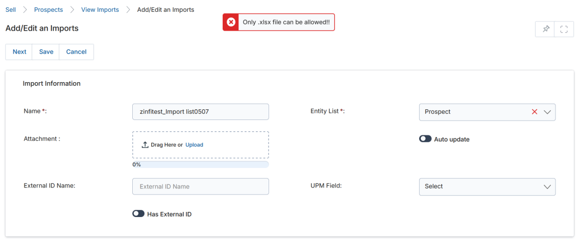 Import error report in XLSX — ErrorLog column identifying invalid country name