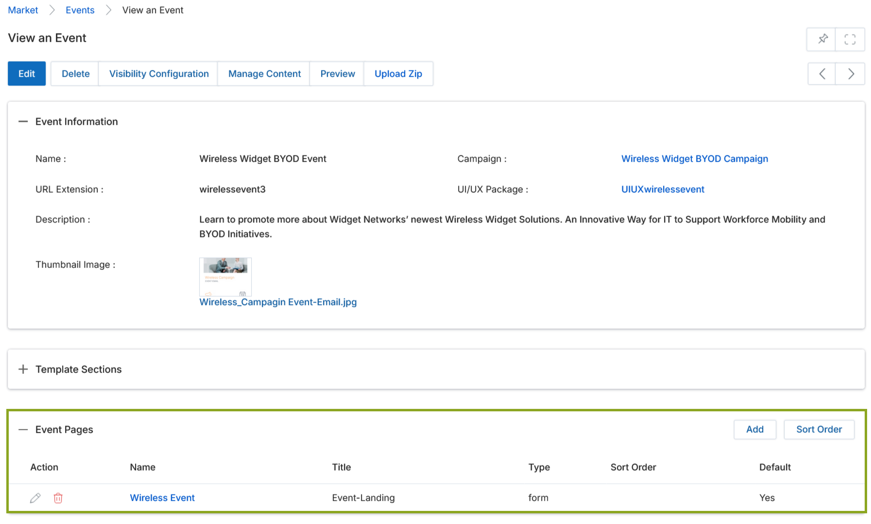 CMS Editor — Demo Form dragged from the Forms panel and dropped into the event page canvas