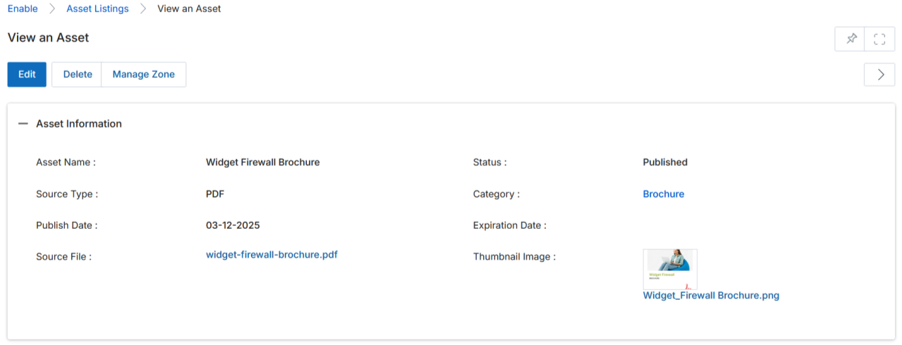 Filter applied showing filtered asset results