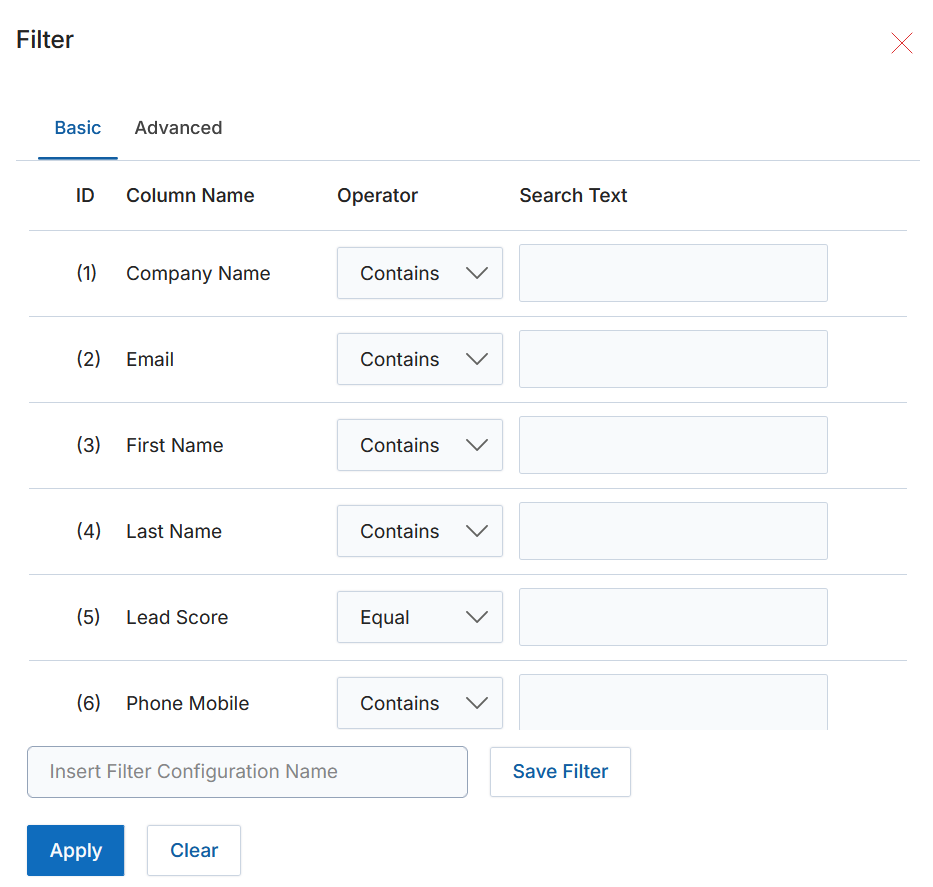Mailing List selection dialog