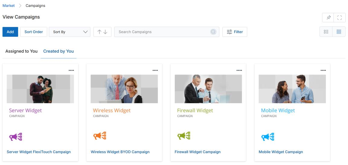 UPM navigation with Market selected and Campaign Library sidebar open
