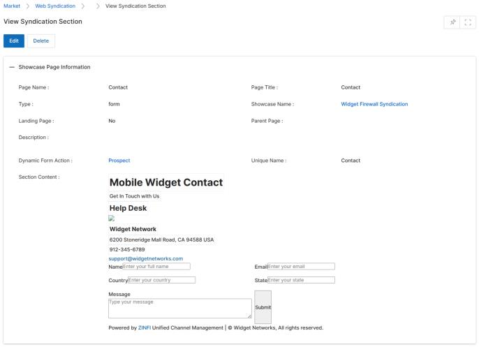 CMS Editor — Pages panel in lower-right showing Home, Products, Documents, Contact; Contact page selected