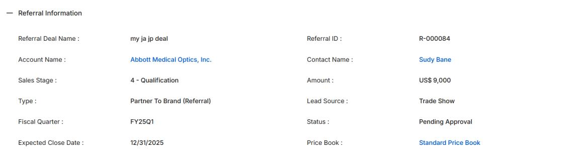 View Referral Deals — listing with R-000086 (Accepted) and R-000084 my ja jp deal (Pending Approval) records