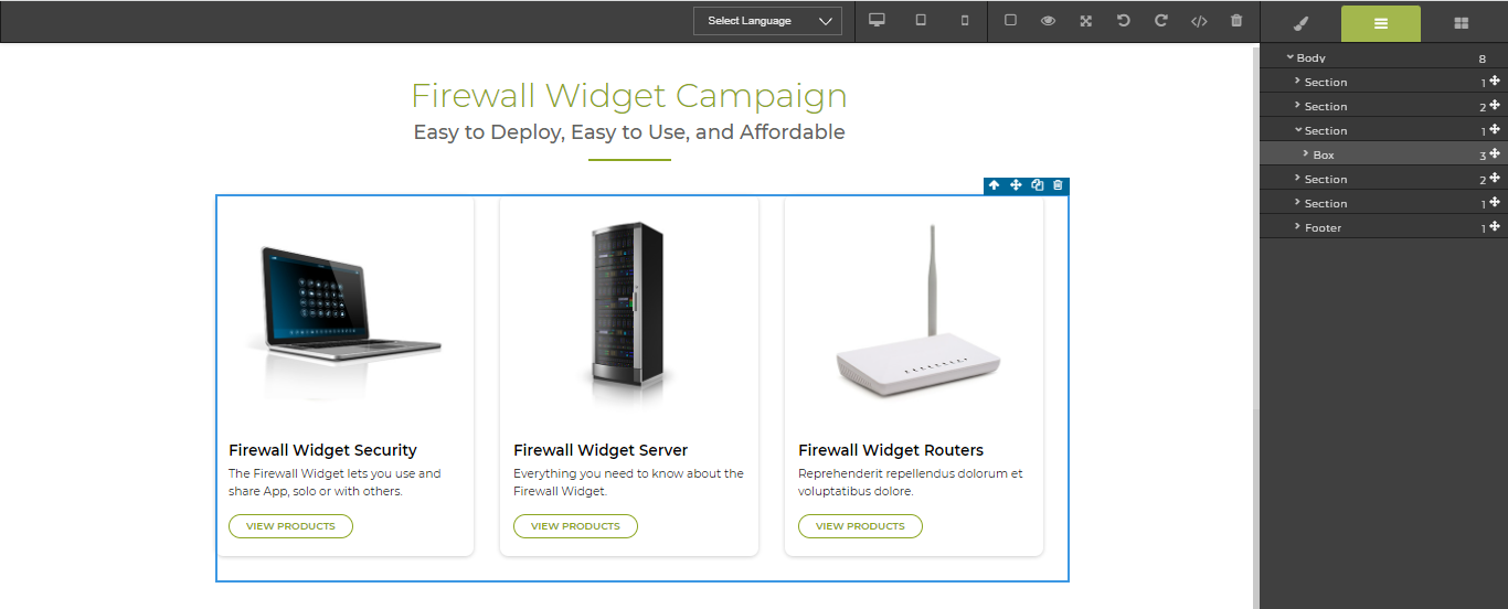 View Showcase — Manage Content button highlighted in the action toolbar