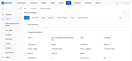 End-user view — Prospect detail panel