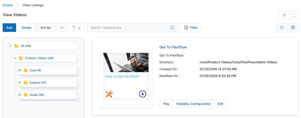 View Videos — initial list view with Add, Delete, Sort By, and Filter controls