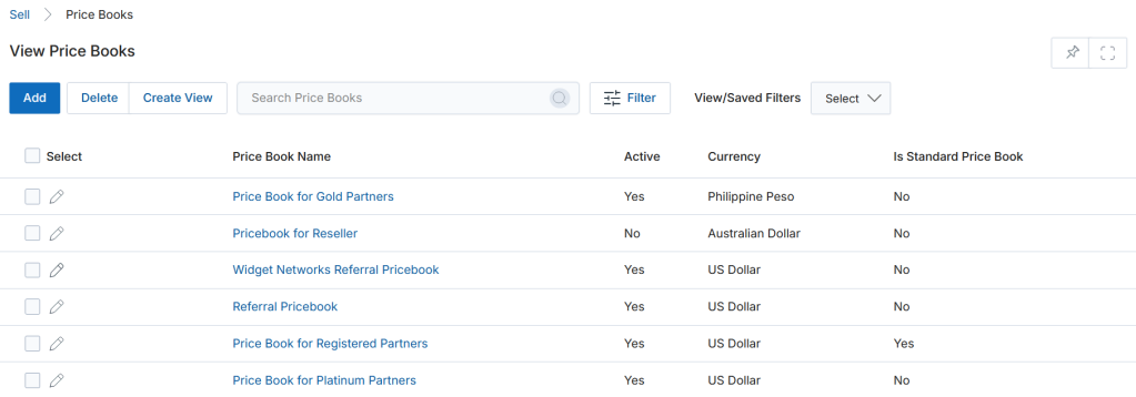 View Price Books — listing before clicking Add