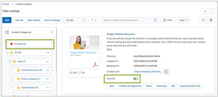 Content listing showing View Counter (eye icon with count) and action buttons
