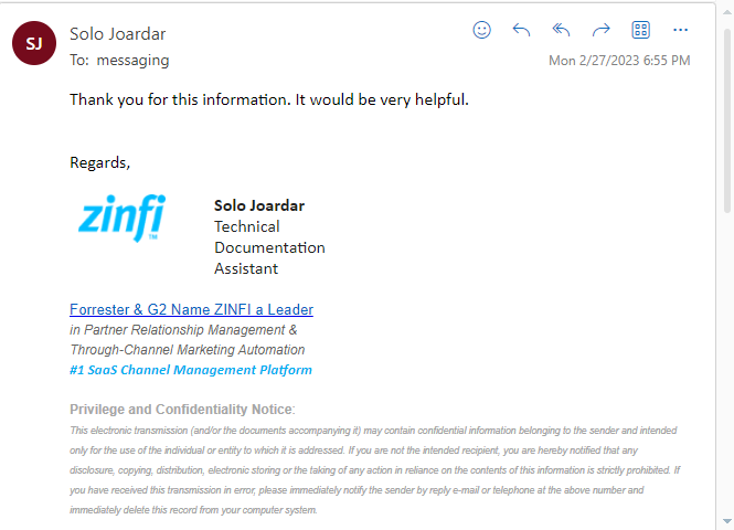 Email notification received by community participant showing post content and portal link