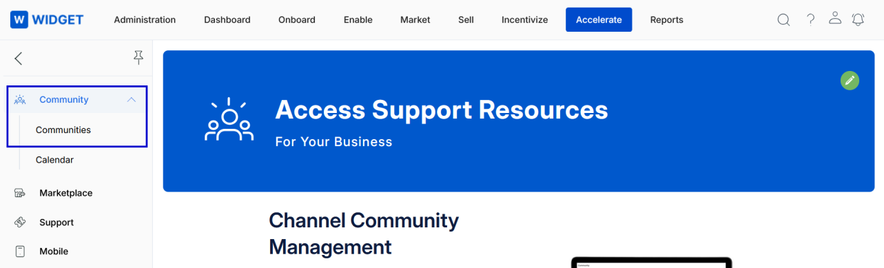 Accelerate menu with Community  alt=