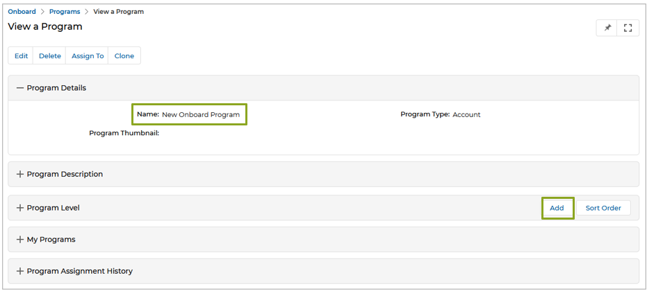 Level 1 — Program Level Details with no Dependent On value