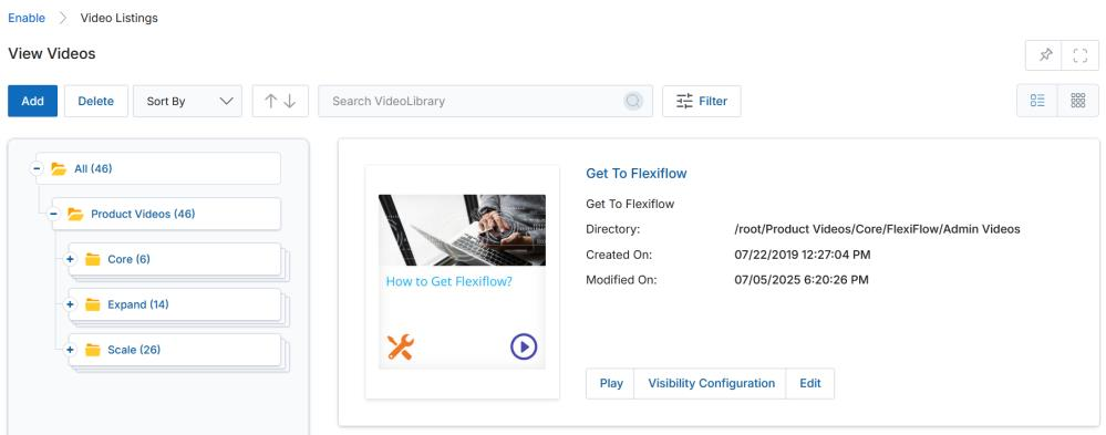 Video Library player — auto-play with Overview and Transcript tabs