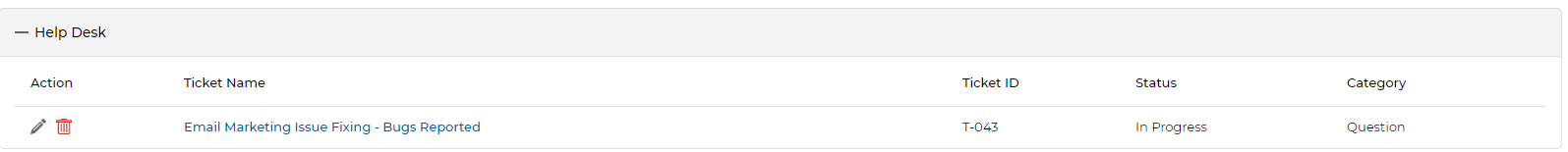 User Record sub-table — Name, User Name, Status columns