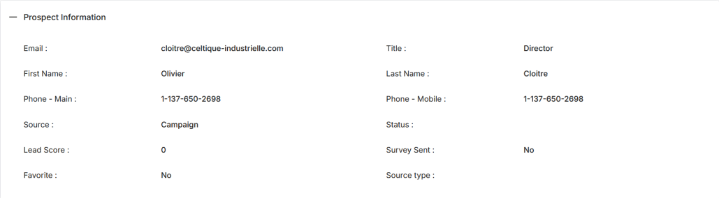 Campaign Status indicator codes on the View Prospects list