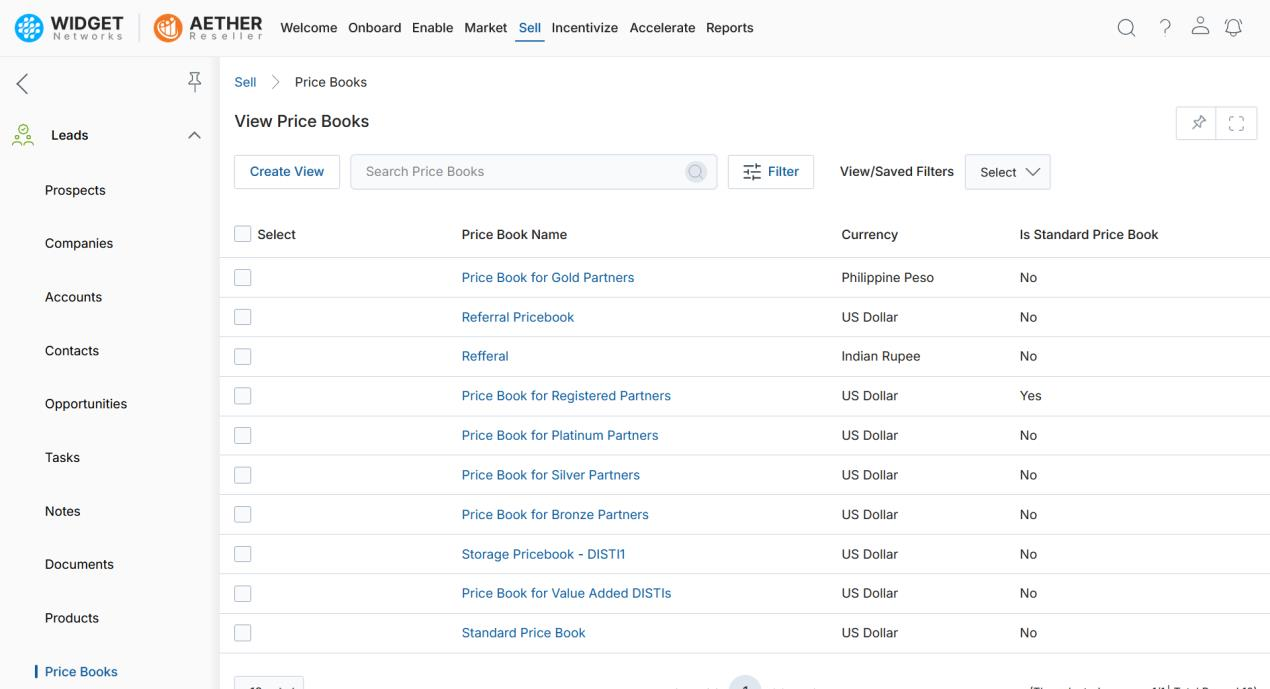 View Price Book details — Price Book Information and Products sections