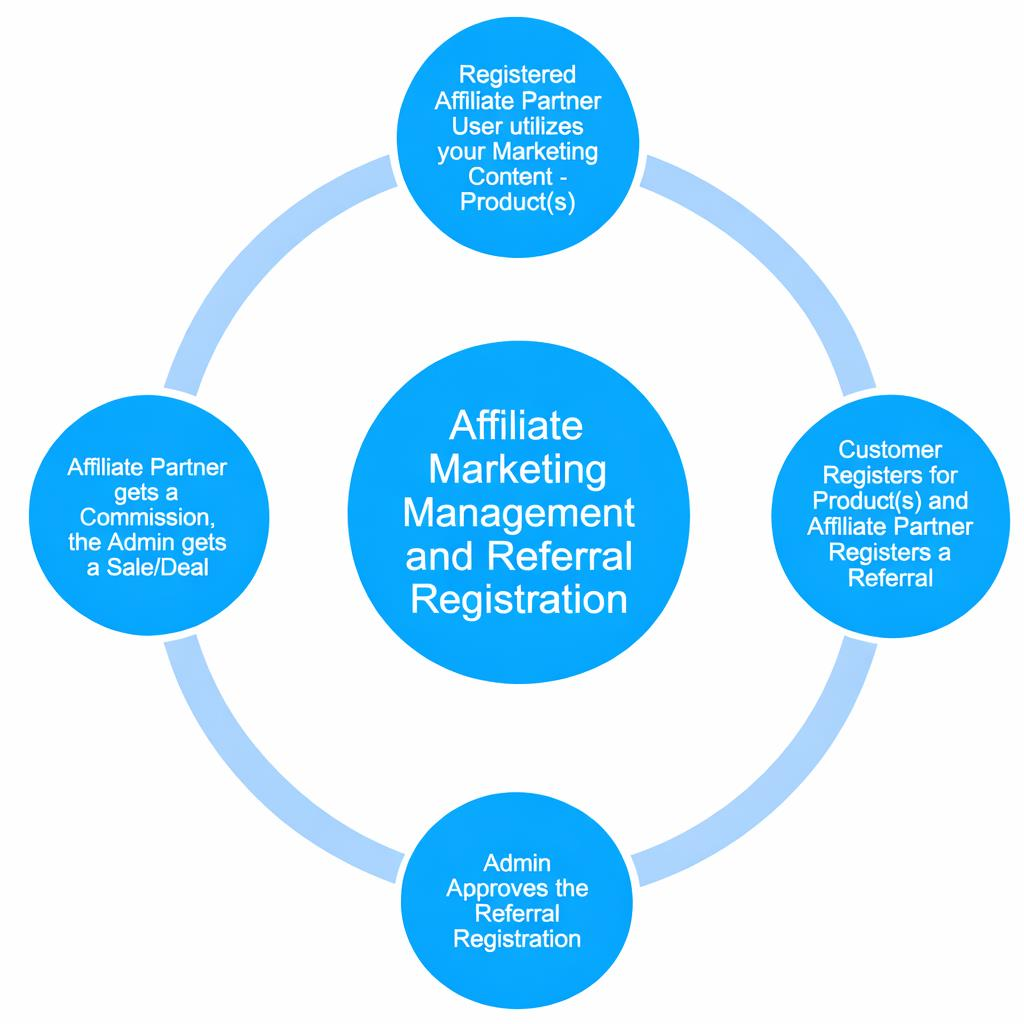Affiliate Marketing Management and Referral Registration lifecycle diagram