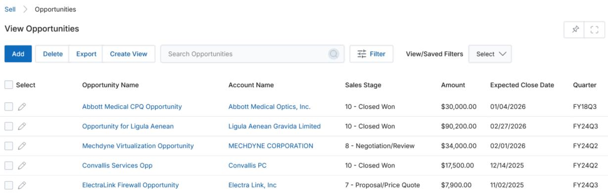 Opportunity Contact picker — View Contact popup with ZEVE_Status column