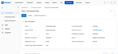Add/Edit a Commission Rule — rule information form